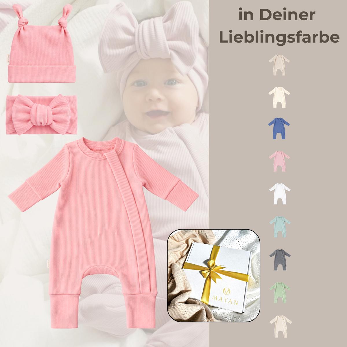 ROMPER, BEANIE & HAARBAND SET als GESCHENK VERPACKT