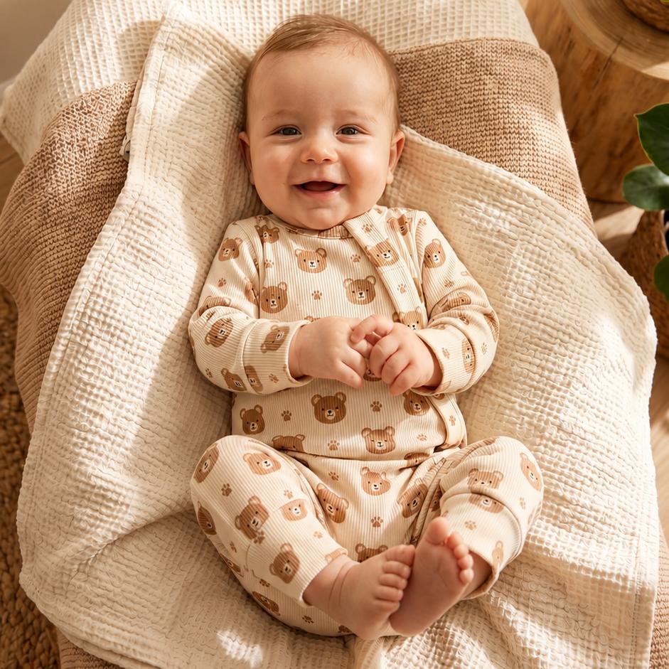 All-In-One SET (Romper, Beanie, Body & Musselintuch)