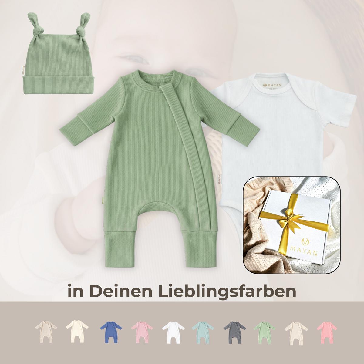 ROMPER, BEANIE & BODY SET als GESCHENK verpackt