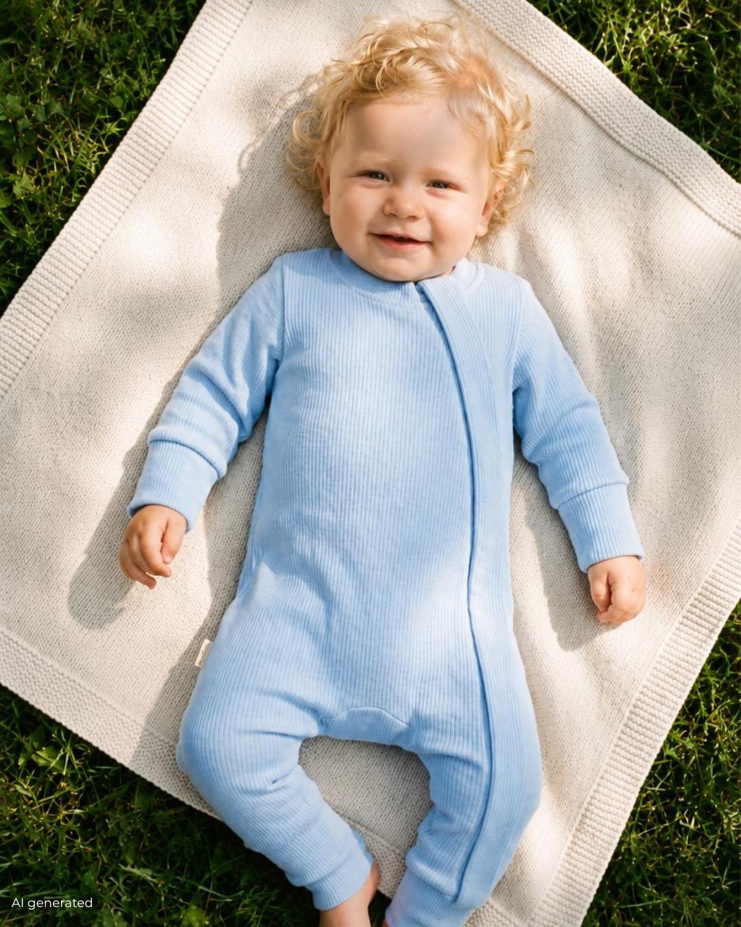 Romper & Beanie Set Babyblau Tragebild#Farbe_Babyblau