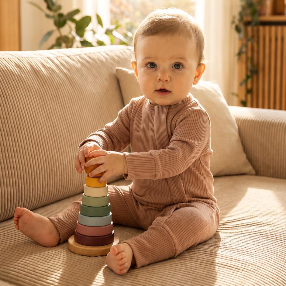 All-In-One SET (Romper, Beanie, Body & Musselintuch)